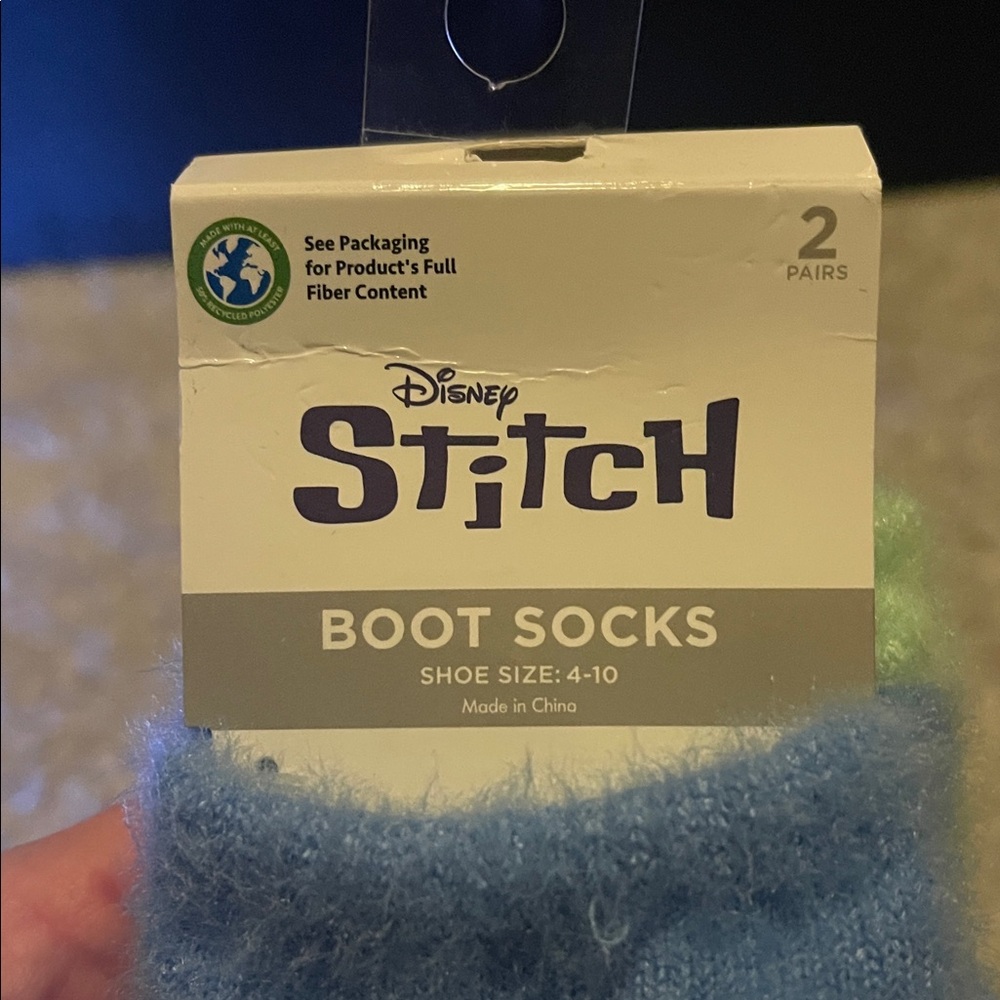 Disney Stitch Blue and Green Boot Socks - Picture 2 of 5